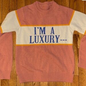 GYLES & GEORGE sz S Luxury Statement Sweater - Pink and White